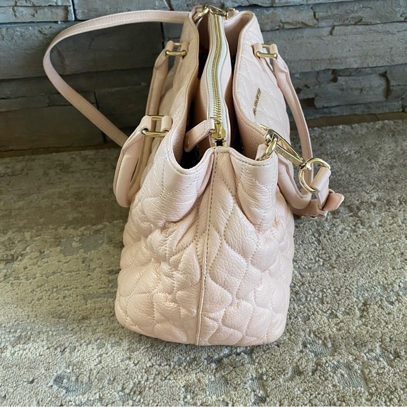 Vera Bradley Large Quilted Purse Emma Handbag Pale Pink Leather Shoulder Bag - Picture 6 of 14